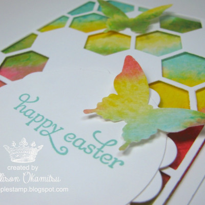 Salt Background Easter Card w/ Hexagon Hive Thinlits