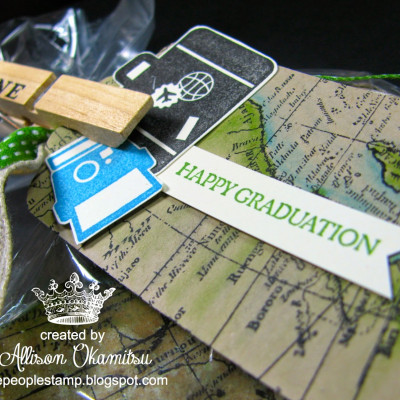 World Map Hand Stamped Coaster Graduation Gift