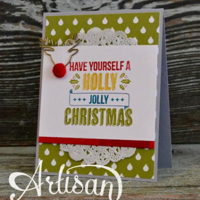 Jolly Christmas Card w/ Reindeer Clip Embellishment