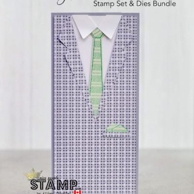 How to make a Slimline Card | Masculine Suit Jacket Fun Fold Card | Stampin’ Up! Handsomely Suited