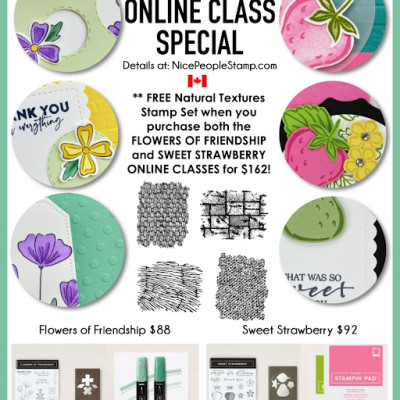Double Online Class Special! | Online Cardmaking Class | Ships anywhere in Canada! | Stampin’ Up! Flowers of Friendship & Sweet Strawberry