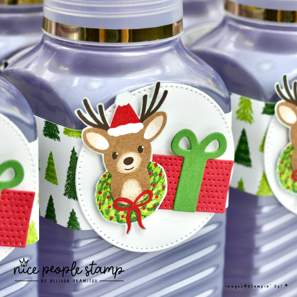 Decorating gifts with fancy tags makes them so special. I love the Reindeer Days Designer Paper and Reindeer Fun Dies from Stampin' Up! used on this adorable tag. 