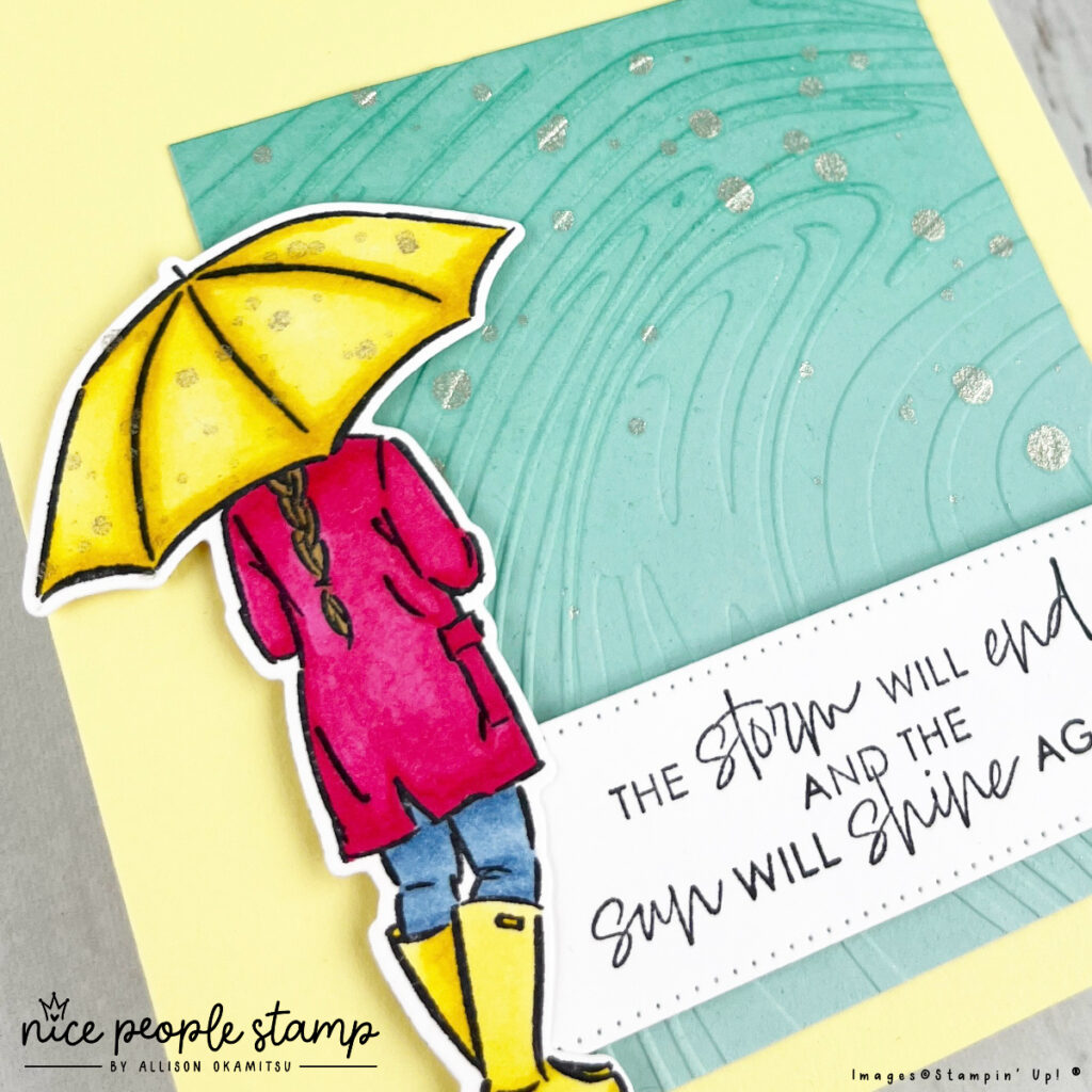 Create a beautiful card with the new Umbrella Days Bundle from Stampin' Up! This card features colouring with Stampin' Blends.