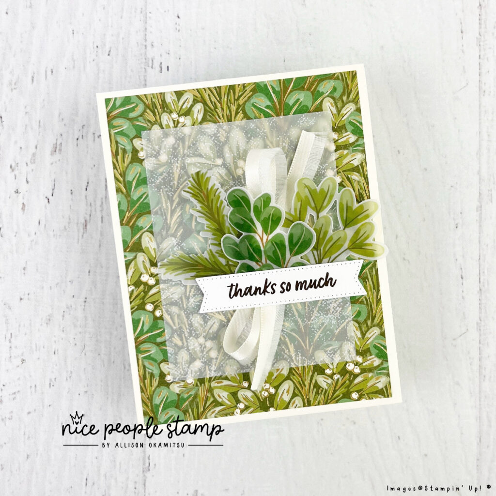 I have a golden greenery thank you card to share with you today, made with the Season of Green & Gold Suite Collection by Stampin' Up!®