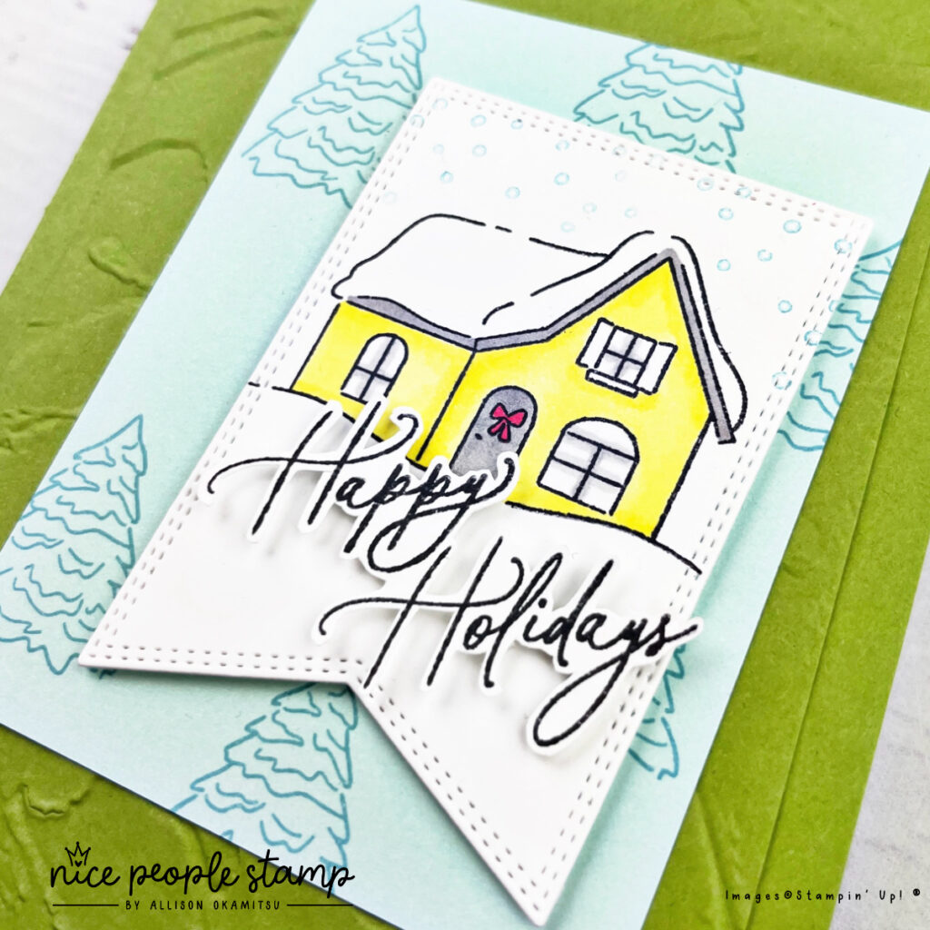 Create a cute yellow house Christmas card with the Yuletide Village Stamp Set from Stampin' Up! 