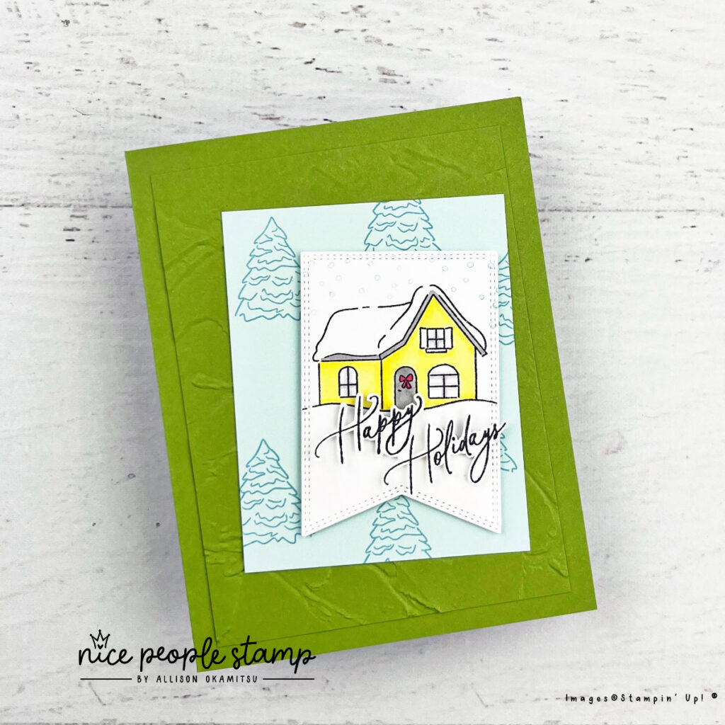 Create a cute yellow house Christmas card with the Yuletide Village Stamp Set from Stampin' Up! 