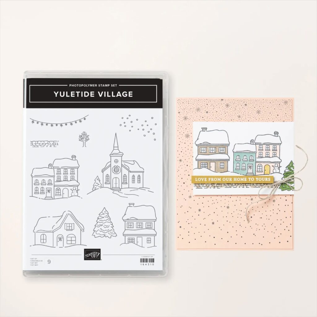 Create a snowy houses Christmas card with the Yuletide Village Stamp Set from Stampin' Up! 