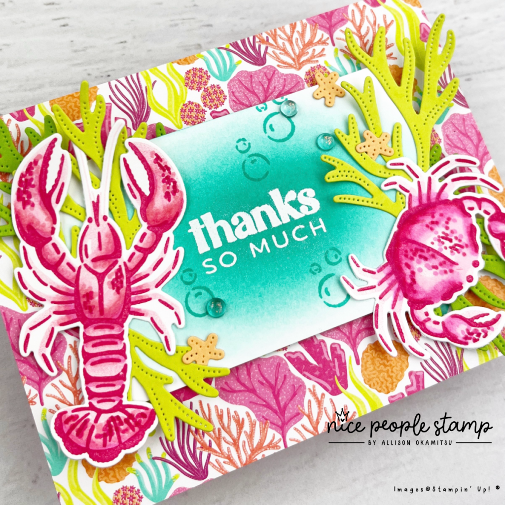 create dimension in stamped images with Stampin' Blends! The lobster and crab images from the Ocean Friends Bundle are beautiful stamped as intended, but look what we can achieve when we add Stampin' Blends into the mix!