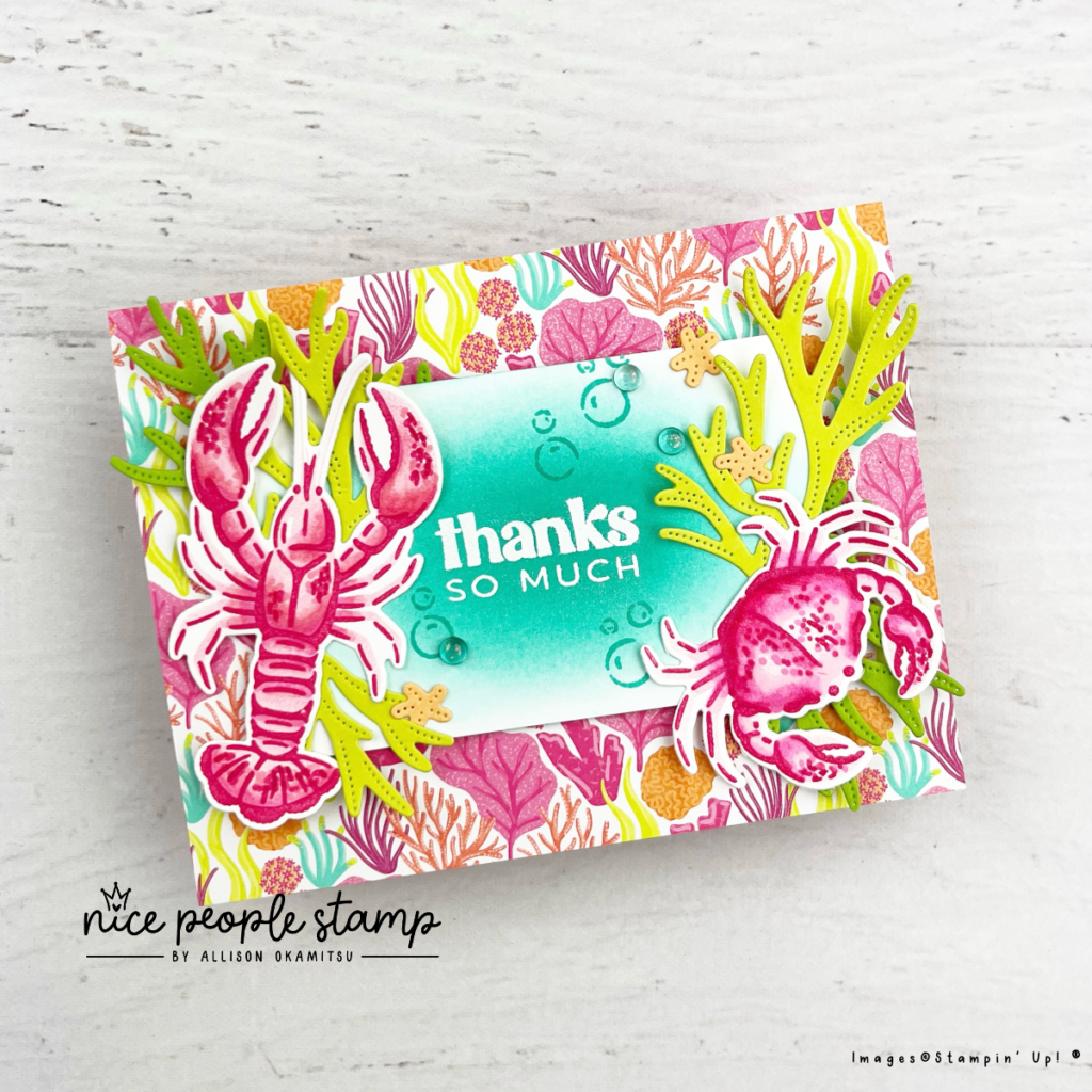 create dimension in stamped images with Stampin' Blends! The lobster and crab images from the Ocean Friends Bundle are beautiful stamped as intended, but look what we can achieve when we add Stampin' Blends into the mix!